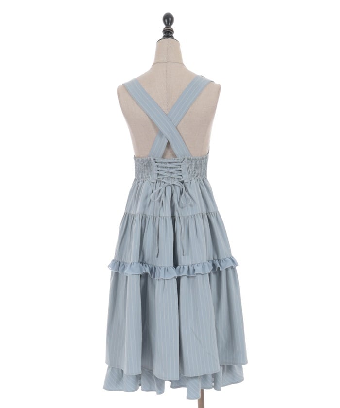 Double Ribbon Striped Jumper Skirt – axes femme from JAPAN