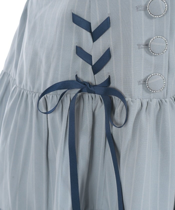 Double Ribbon Striped Jumper Skirt – axes femme from JAPAN
