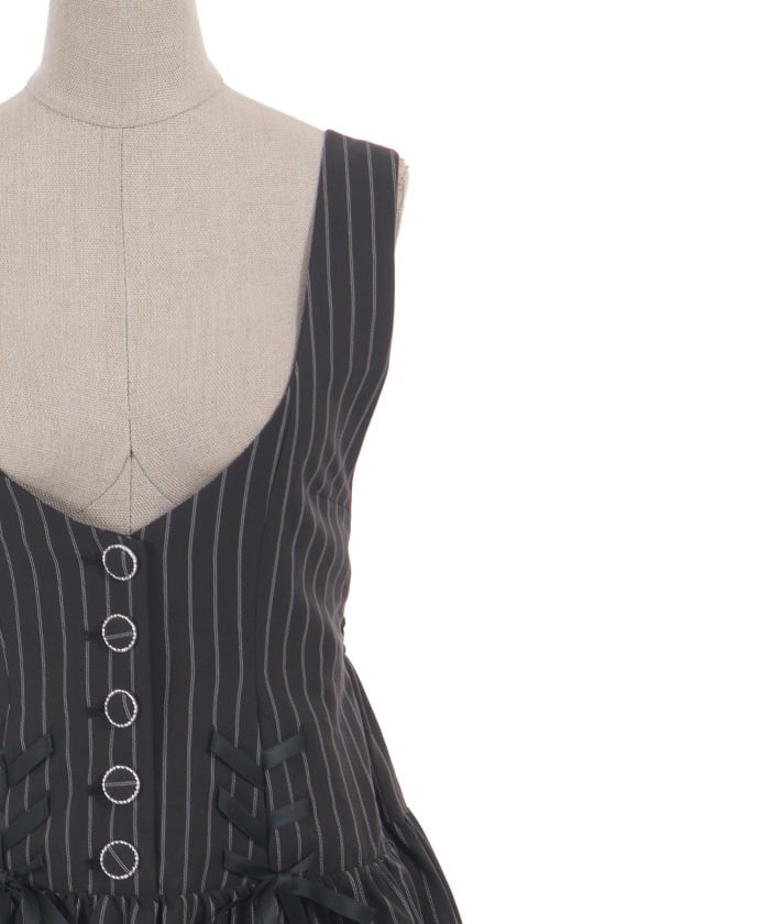 Double Ribbon Striped Jumper Skirt – axes femme from JAPAN