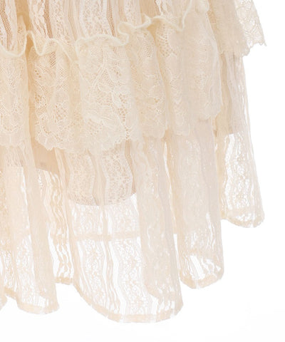 Brushed Lace Frill Jumper Skirt