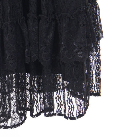 Brushed Lace Frill Jumper Skirt