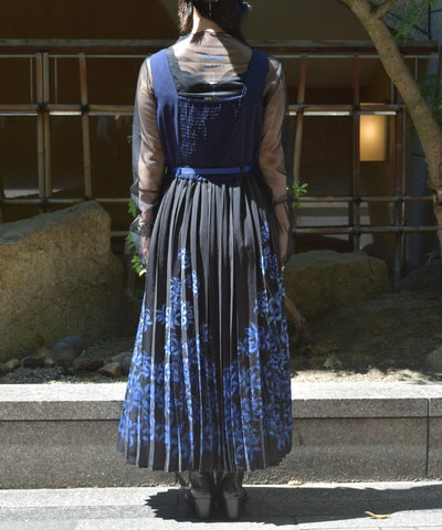 Higanbana Pattern Pleated Jumper Skirt