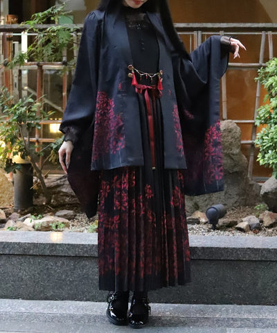 Higanbana Pattern Pleated Jumper Skirt
