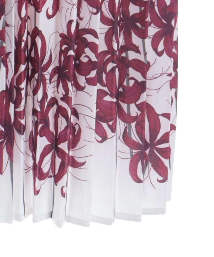 Higanbana Pattern Pleated Jumper Skirt