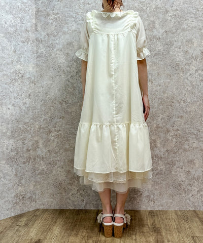 Cotton-like Frill A-Line Dress