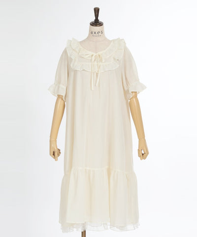 Cotton-like Frill A-Line Dress