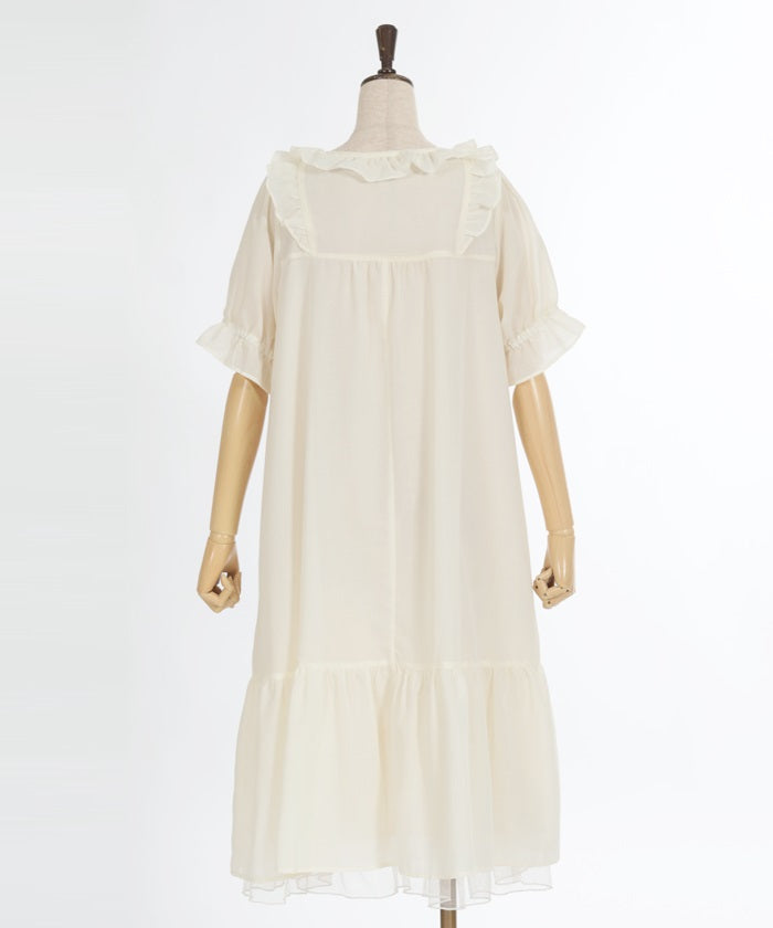 Cotton-like Frill A-Line Dress