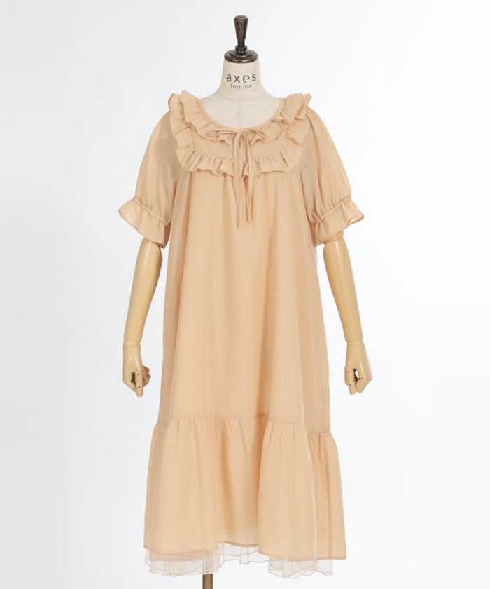 Cotton-like Frill A-Line Dress