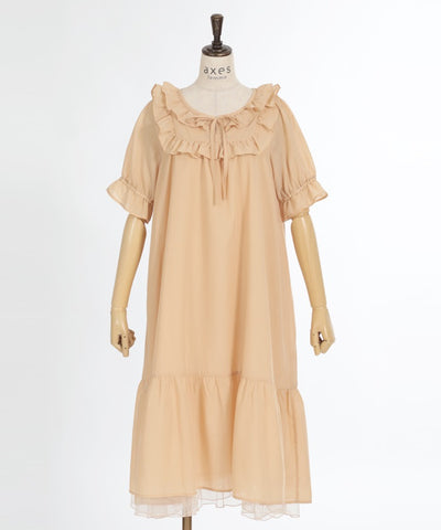 Cotton-like Frill A-Line Dress