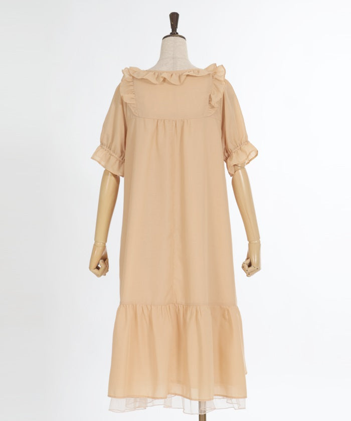 Cotton-like Frill A-Line Dress