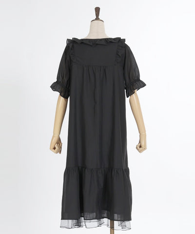 Cotton-like Frill A-Line Dress