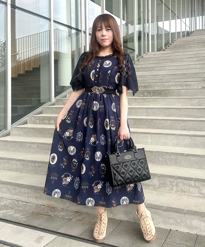 Antique Fruits Pattern Dress