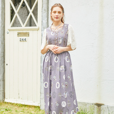 Antique Fruits Pattern Dress