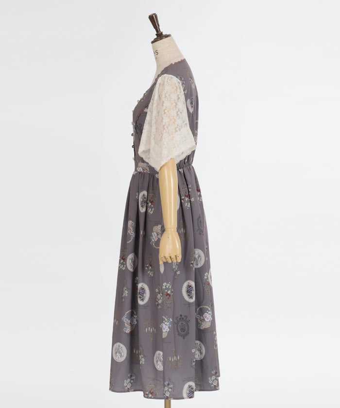 Antique Fruits Pattern Dress – axes femme from JAPAN