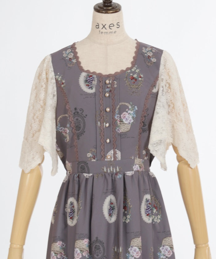 Antique Fruits Pattern Dress