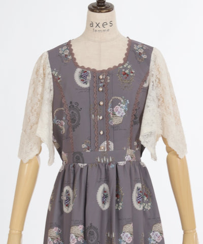 Antique Fruits Pattern Dress