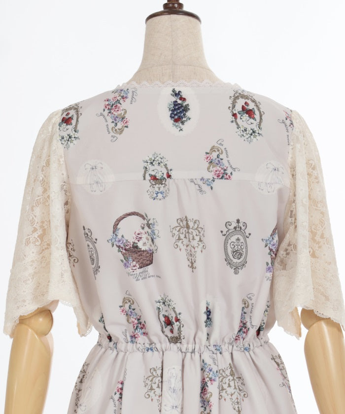 Antique Fruits Pattern Dress