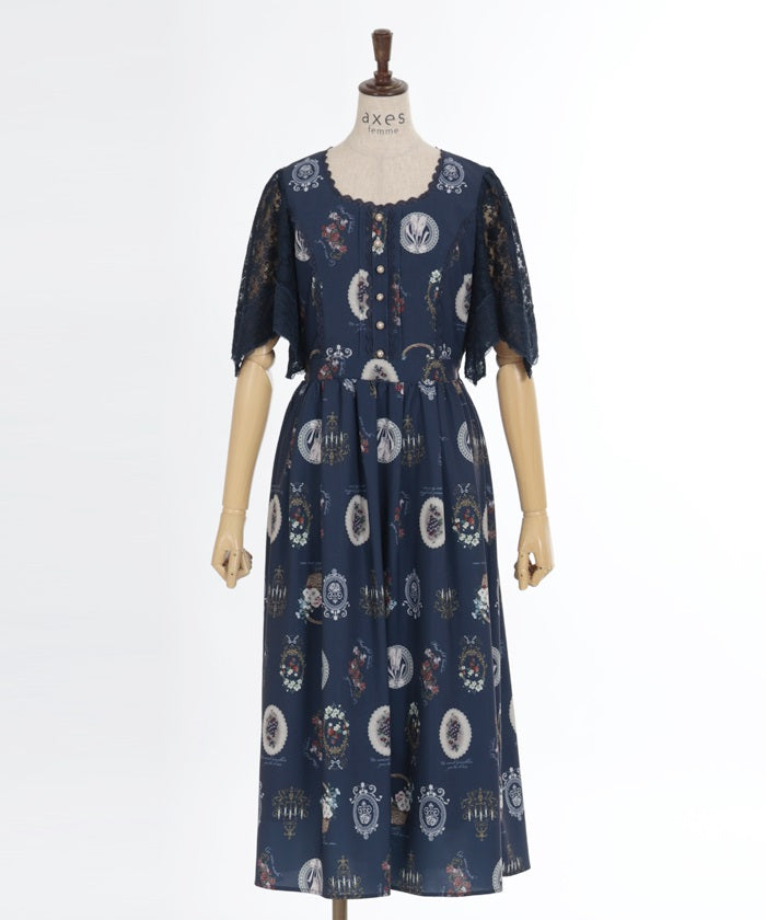 Antique Fruits Pattern Dress