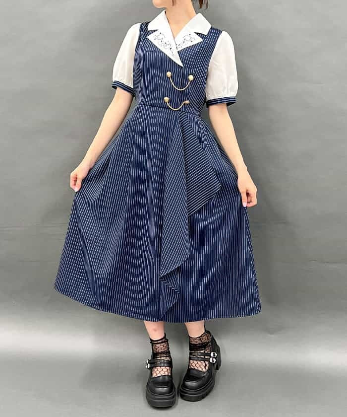 Night Sky Embroidery Collar Docking Dress