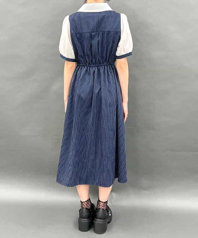 Night Sky Embroidery Collar Docking Dress