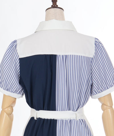 Striped Panel Shirt Dress