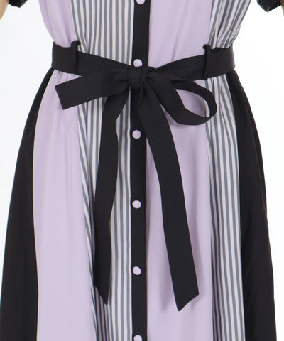 Striped Panel Shirt Dress