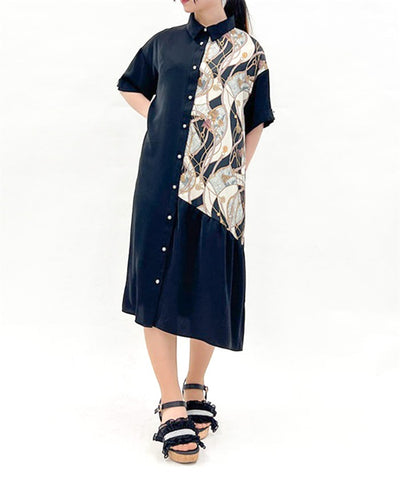 Pattern Panel Shirt Dress