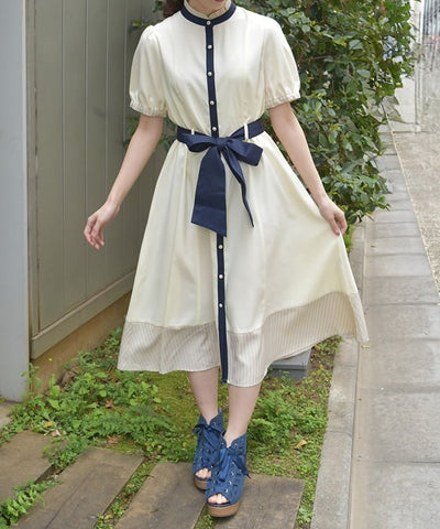Striped Panel Shirt Dress