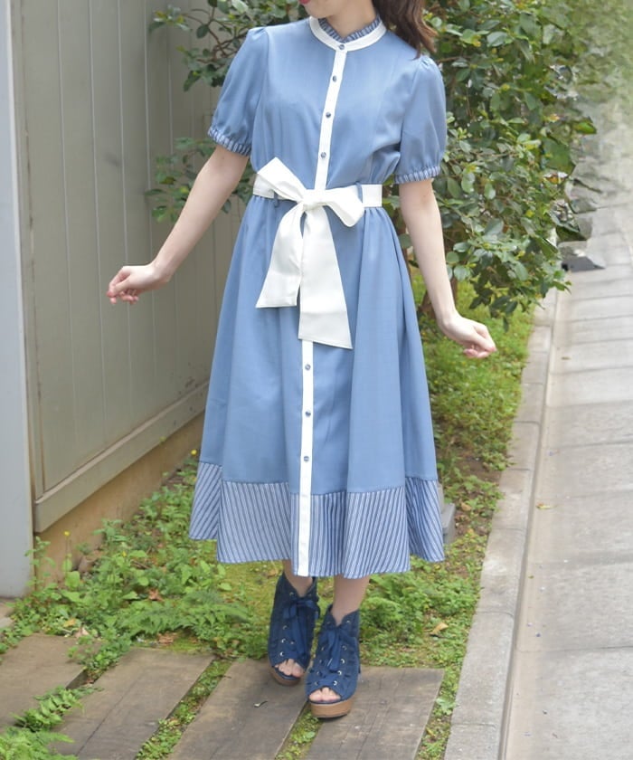 Striped Panel Shirt Dress