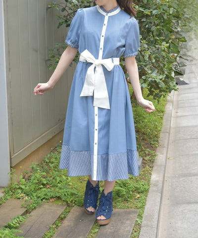 Striped Panel Shirt Dress
