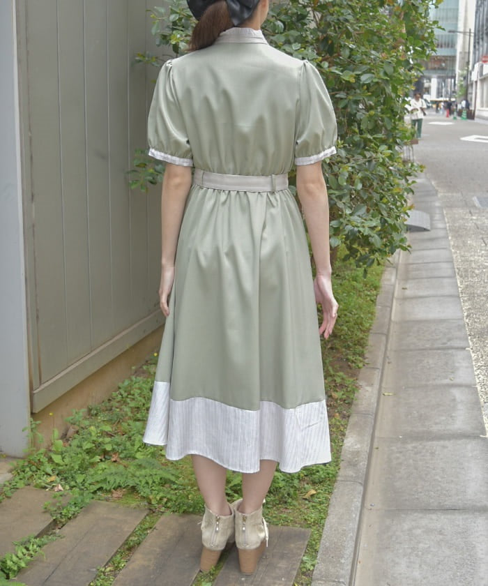 Striped Panel Shirt Dress