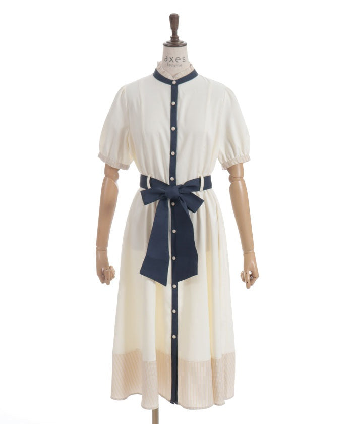 Striped Panel Shirt Dress