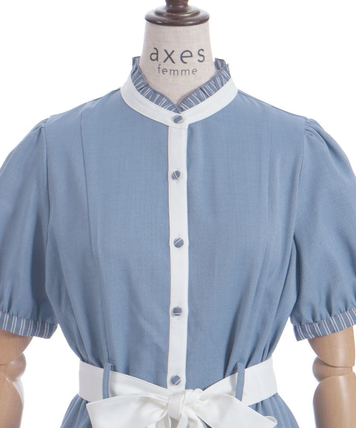 Striped Panel Shirt Dress