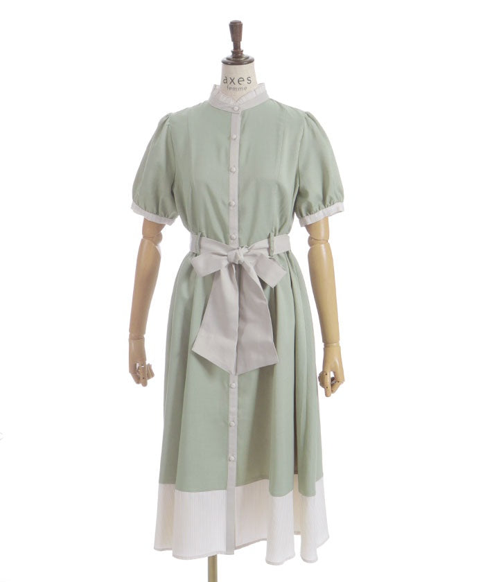 Striped Panel Shirt Dress