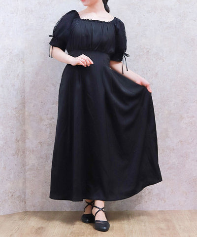 Lace Sleeve Square Neck Dress