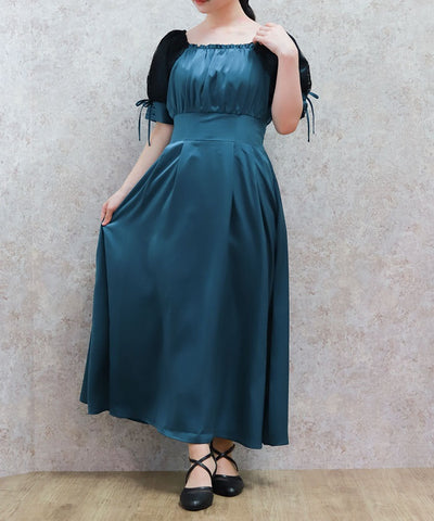 Lace Sleeve Square Neck Dress