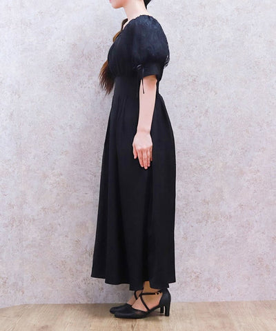 Lace Sleeve Square Neck Dress