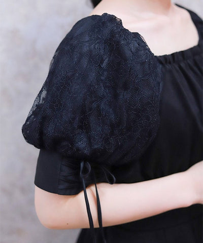 Lace Sleeve Square Neck Dress