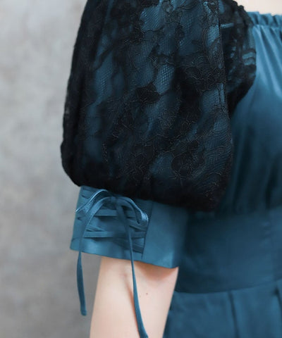 Lace Sleeve Square Neck Dress