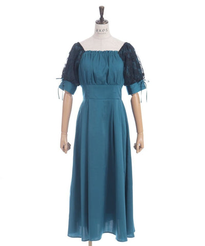 Lace Sleeve Square Neck Dress