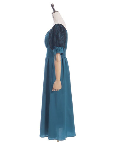 Lace Sleeve Square Neck Dress