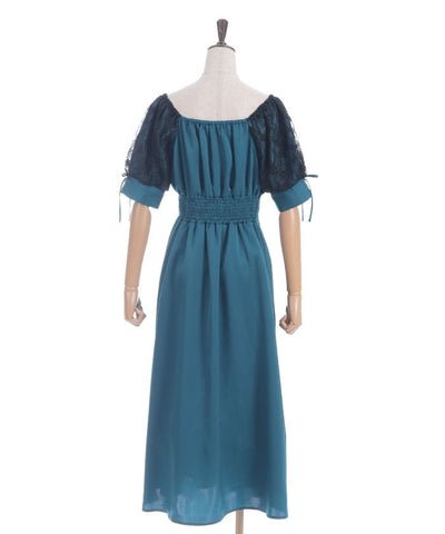 Lace Sleeve Square Neck Dress