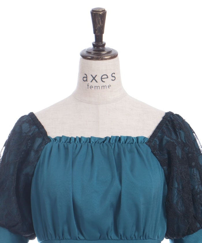 Lace Sleeve Square Neck Dress