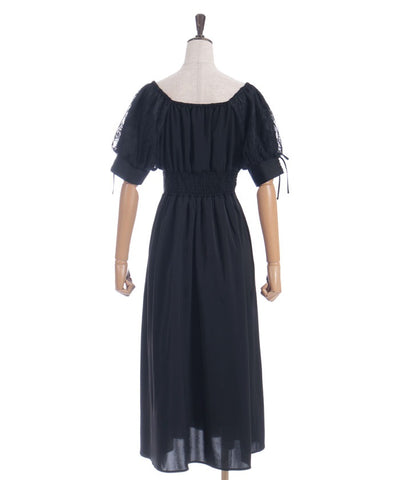 Lace Sleeve Square Neck Dress