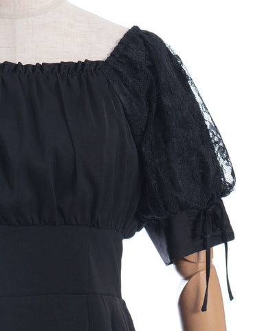 Lace Sleeve Square Neck Dress
