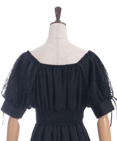 Lace Sleeve Square Neck Dress