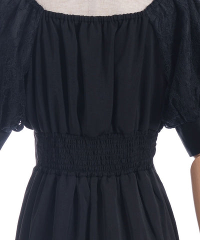 Lace Sleeve Square Neck Dress