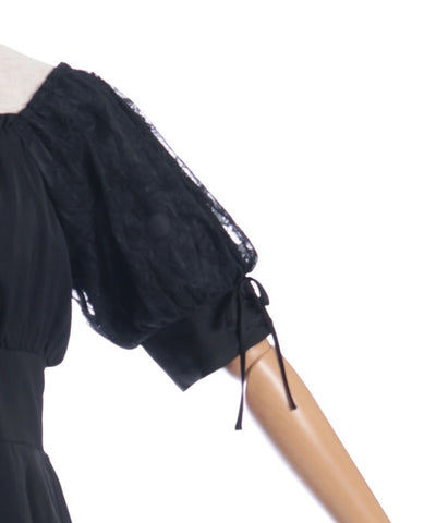 Lace Sleeve Square Neck Dress