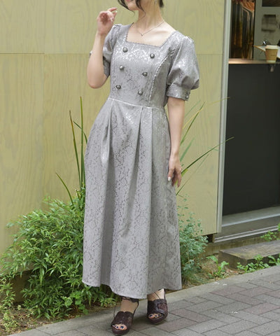 Square Neck Jacquard Dress
