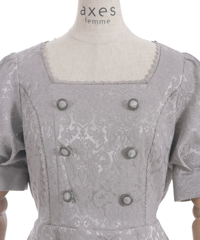 Square Neck Jacquard Dress